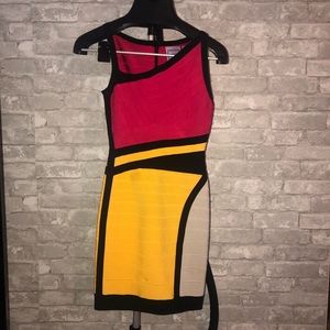 MAJOR SALE! Herve Leger body-con color-block dress
